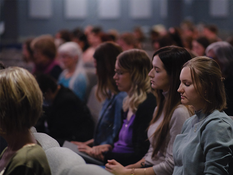 Group of woman sitting at church
