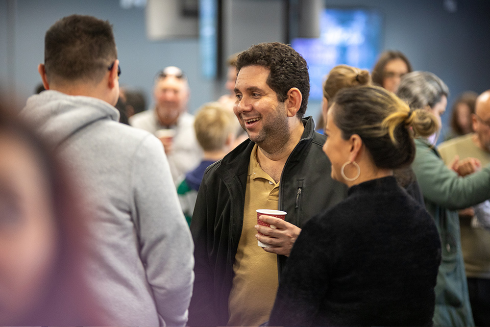 People talking together at Redemption after church service