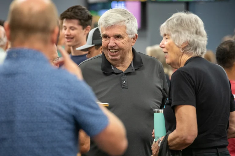 Group of people talking after church service