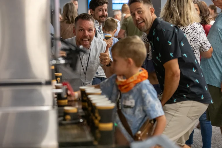 People having fun after church getting coffee