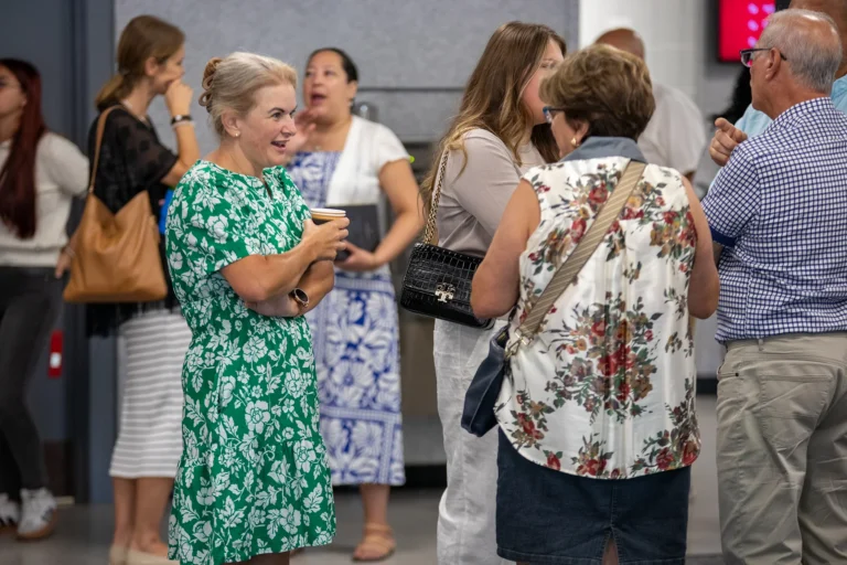 Groups of people talking together after church